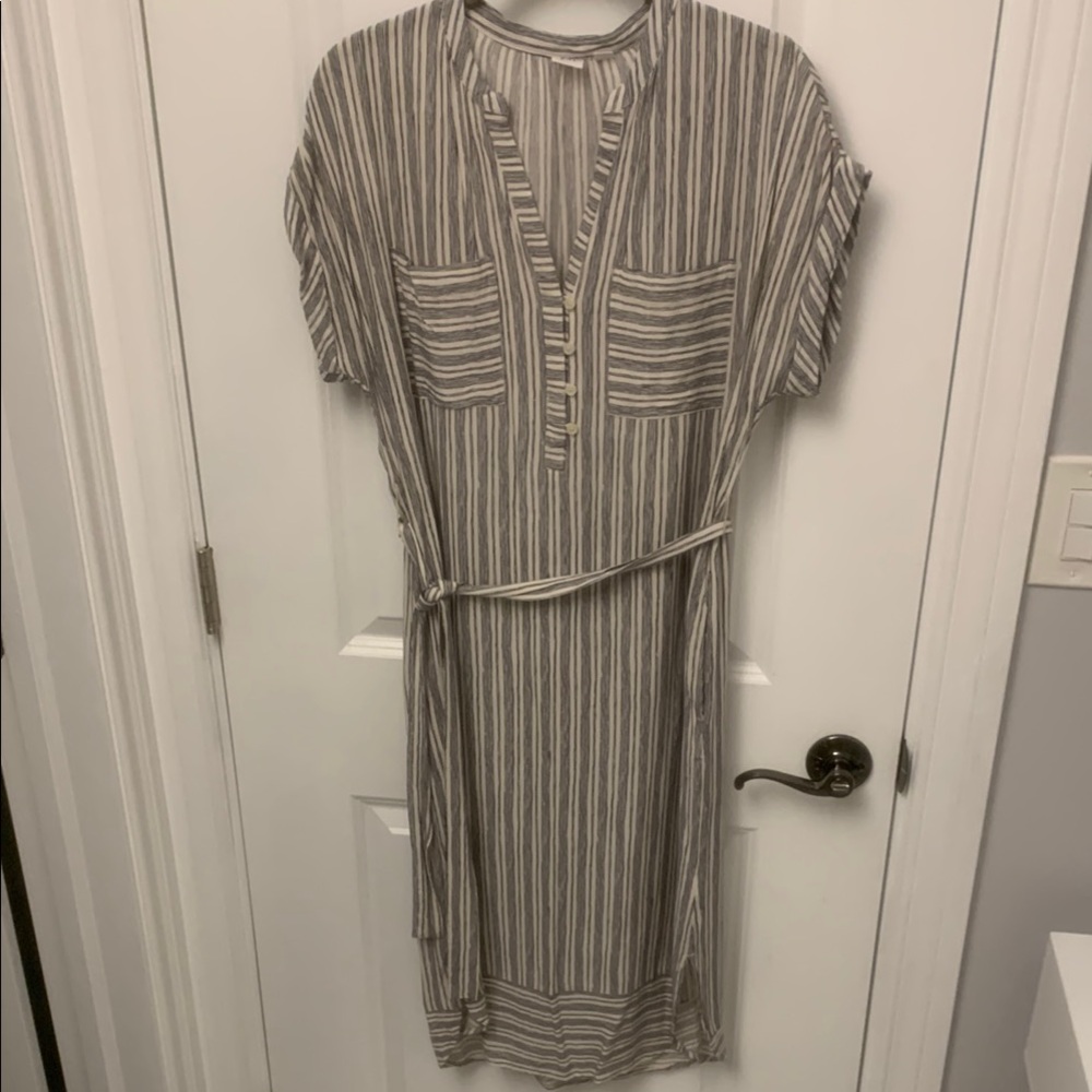 GAP Striped White & Navy Shirt Dress